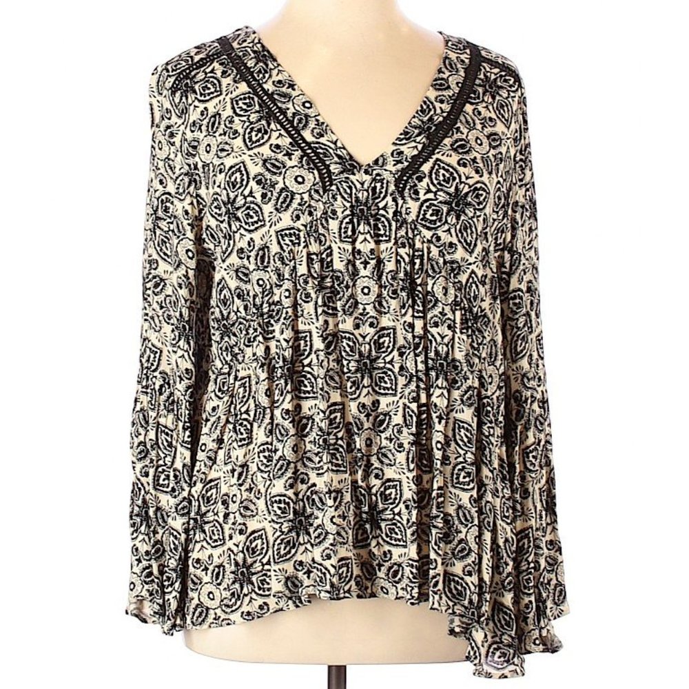Eri + Ali Long Bell Sleeve Blouse Peasant Top XL